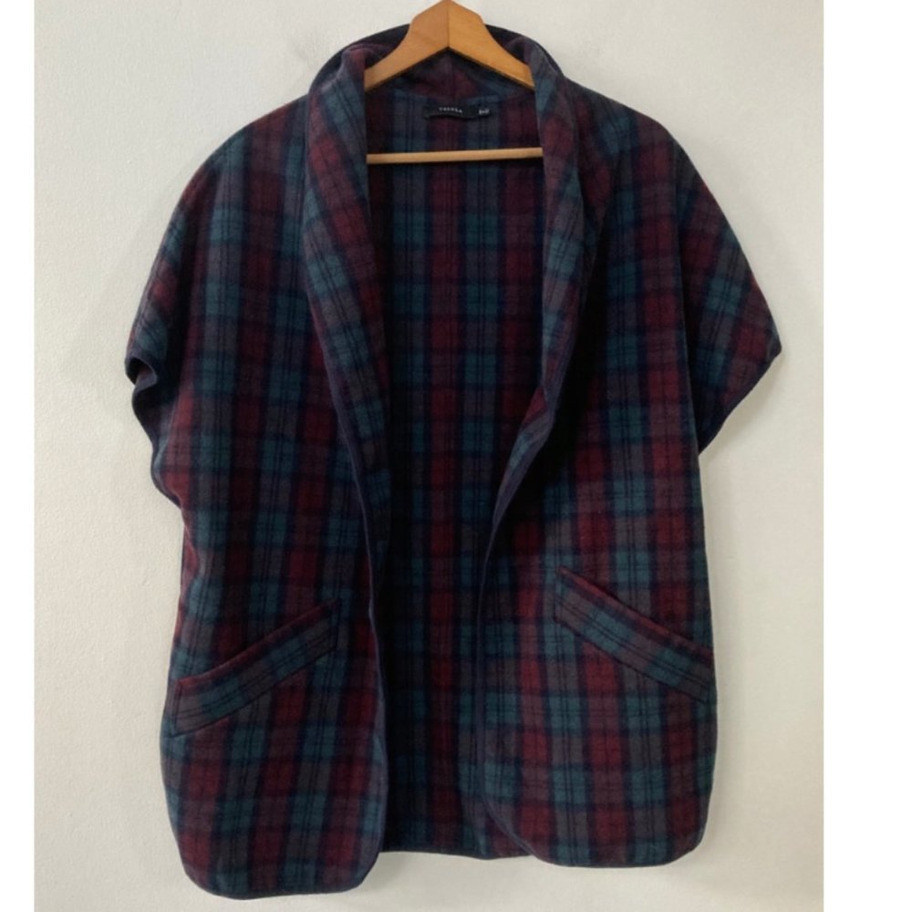 Aritzia Talula Wool Blend Plaid Laverton Poncho